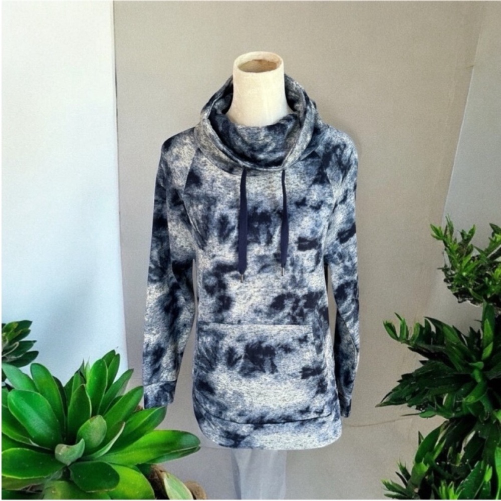 Derek Heart Blue and White Cowl Neck Sweater